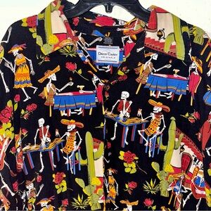 David Carey Originals Day of the Dead Hawaiian Camp Men’s Shirt 3xl Cotton/Rayon